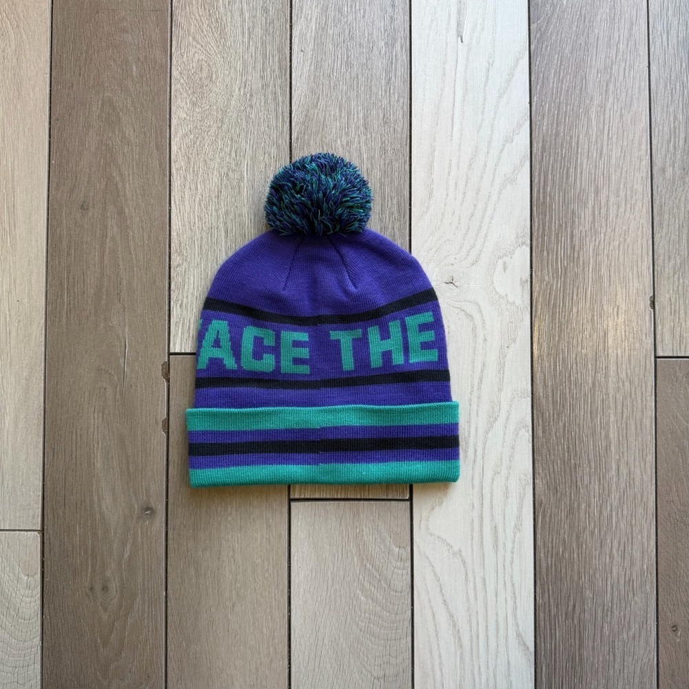 The North Face purple and green pom pom women’s beanie - Picture 2 of 2